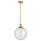 Beacon Mini Pendant shown in the Satin Gold finish with a Seedy shade