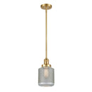 Stanton Mini Pendant shown in the Satin Gold finish with a Clear Wire Mesh shade