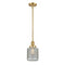 Stanton Mini Pendant shown in the Satin Gold finish with a Clear Wire Mesh shade