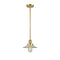 Halophane Mini Pendant shown in the Satin Gold finish with a Clear Halophane shade