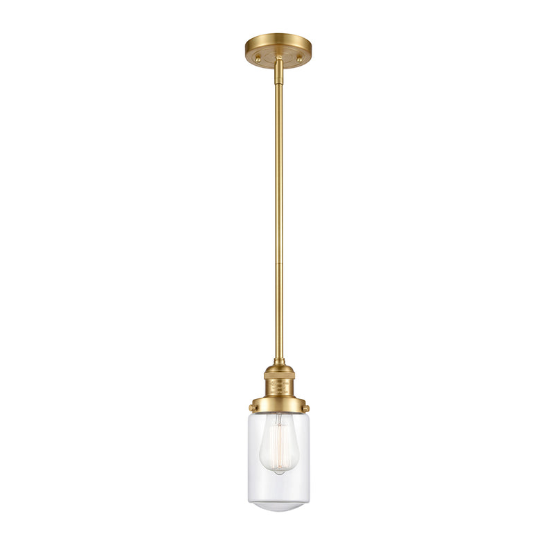 Dover Mini Pendant shown in the Satin Gold finish with a Clear shade