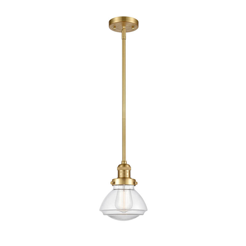 Olean Mini Pendant shown in the Satin Gold finish with a Clear shade