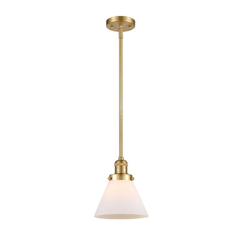 Cone Mini Pendant shown in the Satin Gold finish with a Matte White shade