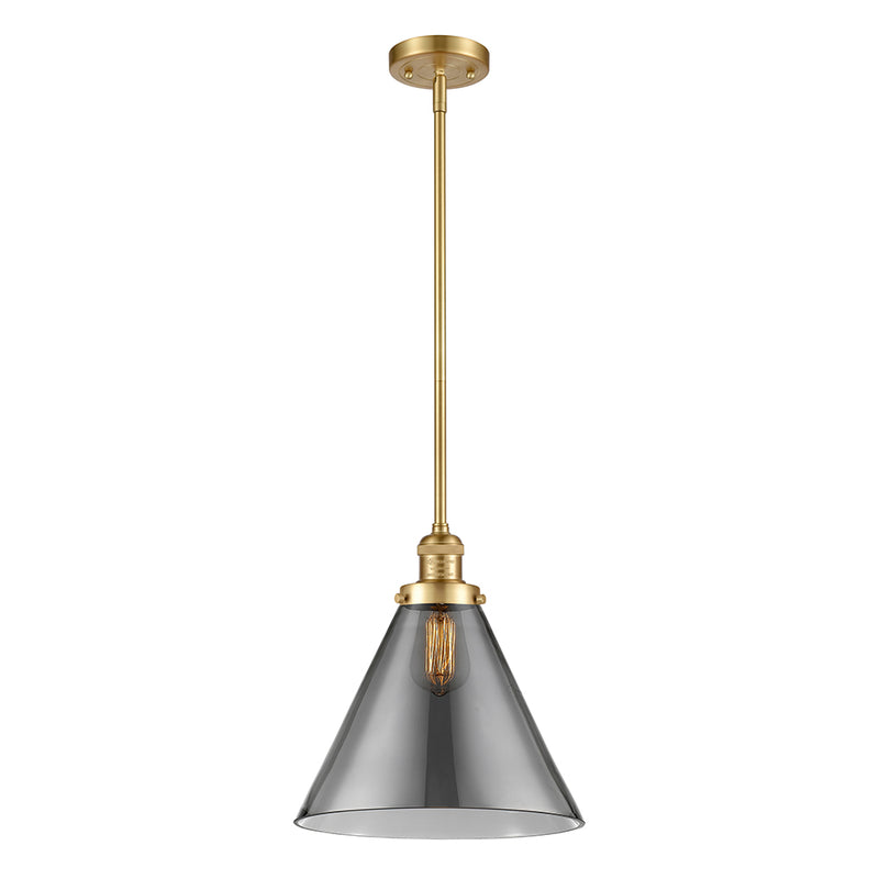 Cone Mini Pendant shown in the Satin Gold finish with a Plated Smoke shade