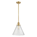 Cone Mini Pendant shown in the Satin Gold finish with a Seedy shade