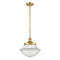 Oxford Mini Pendant shown in the Satin Gold finish with a Clear shade