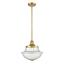 Oxford Mini Pendant shown in the Satin Gold finish with a Seedy shade