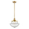 Oxford Mini Pendant shown in the Satin Gold finish with a Seedy shade