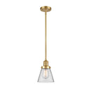 Cone Mini Pendant shown in the Satin Gold finish with a Clear shade