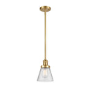 Cone Mini Pendant shown in the Satin Gold finish with a Seedy shade