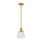 Cone Mini Pendant shown in the Satin Gold finish with a Seedy shade