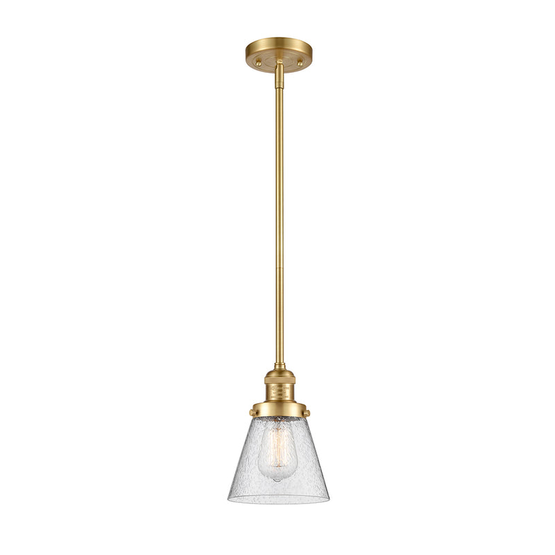 Cone Mini Pendant shown in the Satin Gold finish with a Seedy shade