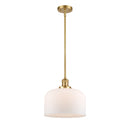 Bell Mini Pendant shown in the Satin Gold finish with a Matte White shade