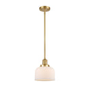 Bell Mini Pendant shown in the Satin Gold finish with a Matte White shade