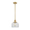 Bell Mini Pendant shown in the Satin Gold finish with a Clear shade