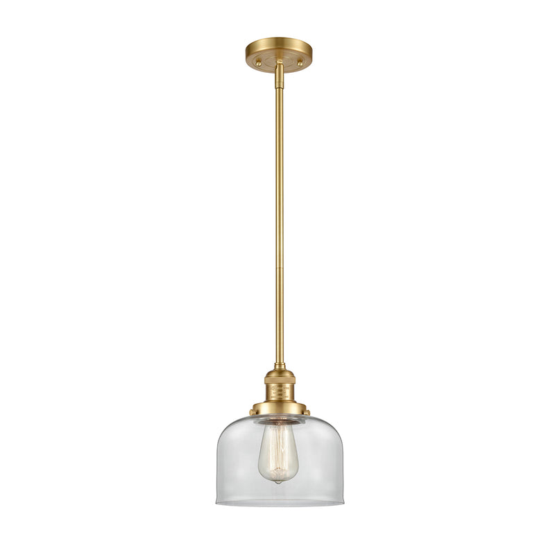 Bell Mini Pendant shown in the Satin Gold finish with a Clear shade