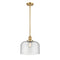 Bell Mini Pendant shown in the Satin Gold finish with a Seedy shade