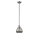 Fulton Mini Pendant shown in the Brushed Satin Nickel finish with a Plated Smoke shade