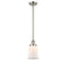 Canton Mini Pendant shown in the Brushed Satin Nickel finish with a Matte White shade