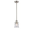 Canton Mini Pendant shown in the Brushed Satin Nickel finish with a Seedy shade