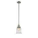 Canton Mini Pendant shown in the Brushed Satin Nickel finish with a Seedy shade