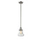 Bellmont Mini Pendant shown in the Brushed Satin Nickel finish with a Seedy shade