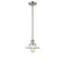 Halophane Mini Pendant shown in the Brushed Satin Nickel finish with a Matte White Halophane shade