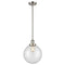 Beacon Mini Pendant shown in the Brushed Satin Nickel finish with a Clear shade