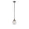 Beacon Mini Pendant shown in the Brushed Satin Nickel finish with a Clear shade