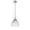 Seneca Falls Mini Pendant shown in the Brushed Satin Nickel finish with a Clear Halophane shade