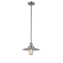 Halophane Mini Pendant shown in the Brushed Satin Nickel finish with a Clear Halophane shade