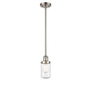 Dover Mini Pendant shown in the Brushed Satin Nickel finish with a Seedy shade