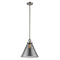 Cone Mini Pendant shown in the Brushed Satin Nickel finish with a Plated Smoke shade