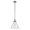 Cone Mini Pendant shown in the Brushed Satin Nickel finish with a Seedy shade