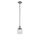 Bell Mini Pendant shown in the Brushed Satin Nickel finish with a Clear shade