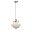 Oxford Mini Pendant shown in the Brushed Satin Nickel finish with a Matte White shade