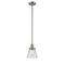 Cone Mini Pendant shown in the Brushed Satin Nickel finish with a Clear shade