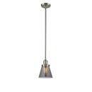 Cone Mini Pendant shown in the Brushed Satin Nickel finish with a Plated Smoke shade