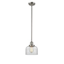 Bell Mini Pendant shown in the Brushed Satin Nickel finish with a Clear shade