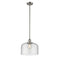 Bell Mini Pendant shown in the Brushed Satin Nickel finish with a Seedy shade