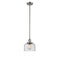 Bell Mini Pendant shown in the Brushed Satin Nickel finish with a Seedy shade