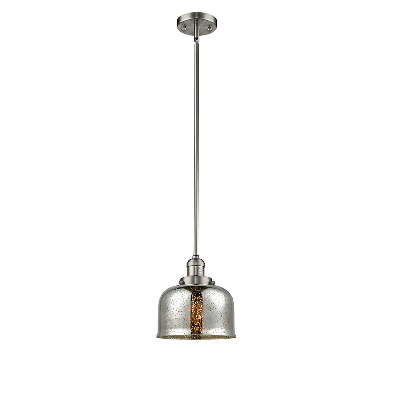 Bell Mini Pendant shown in the Brushed Satin Nickel finish with a Silver Plated Mercury shade