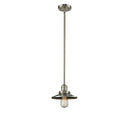 Railroad Mini Pendant shown in the Brushed Satin Nickel finish with a Brushed Satin Nickel shade