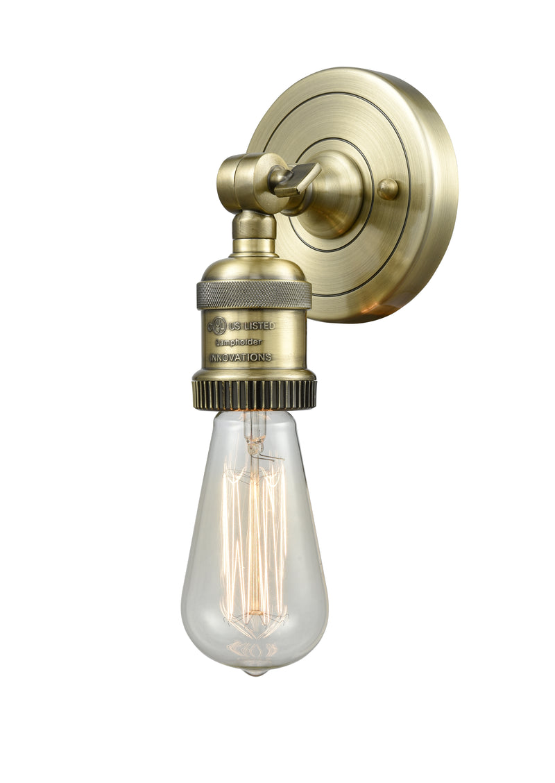 Innovations Lighting Bare Bulb 1-100 watt 4.5 inch Antique Brass ADA Compliant Sconce with Solid Brass 180 Degree Adjustable Swivel With Engraved Cast Cup 202ADAAB