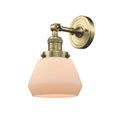 Fulton Sconce shown in the Antique Brass finish with a Matte White shade