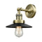 Railroad Sconce shown in the Antique Brass finish with a Matte Black shade