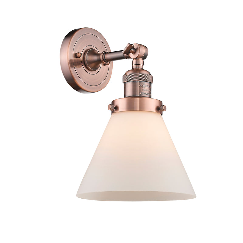 Cone Sconce shown in the Antique Copper finish with a Matte White shade