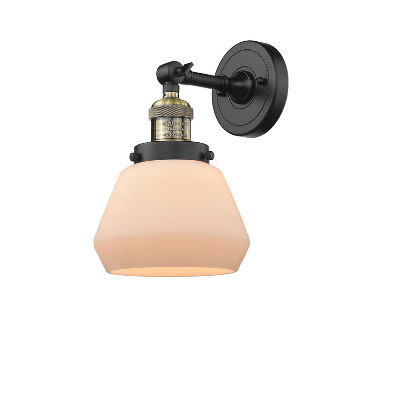 Fulton Sconce shown in the Black Antique Brass finish with a Matte White shade