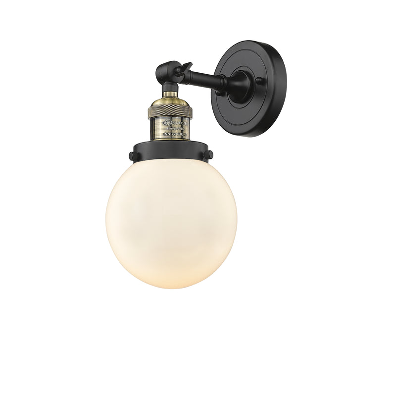 Beacon Sconce shown in the Black Antique Brass finish with a Matte White shade