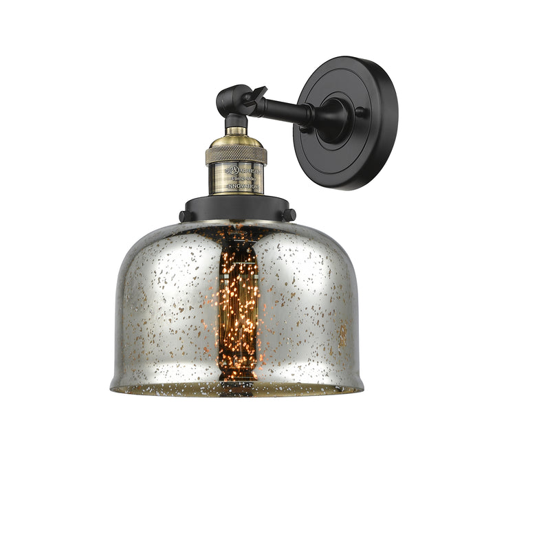 Bell Sconce shown in the Black Antique Brass finish with a Silver Plated Mercury shade